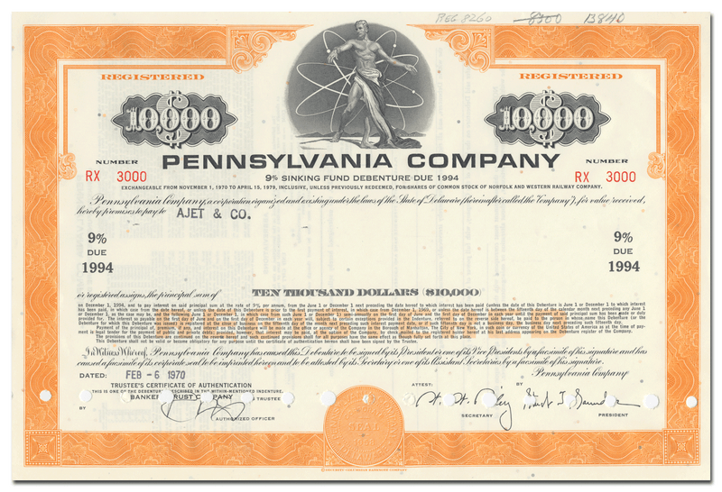 Pennsylvania Company Bond Certificate
