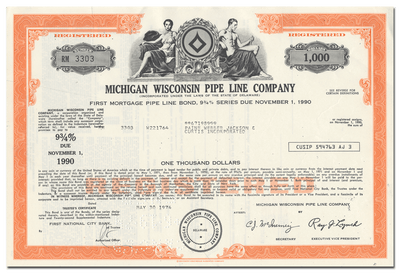 Michigan Wisconsin Pipe Line Company Bond Certificate