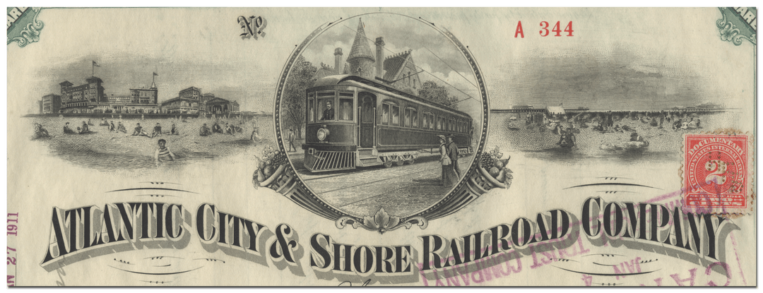 Atlantic City & Shore Railroad Company Stock Certificate