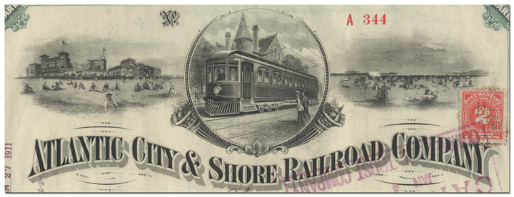 Atlantic City & Shore Railroad Company Stock Certificate