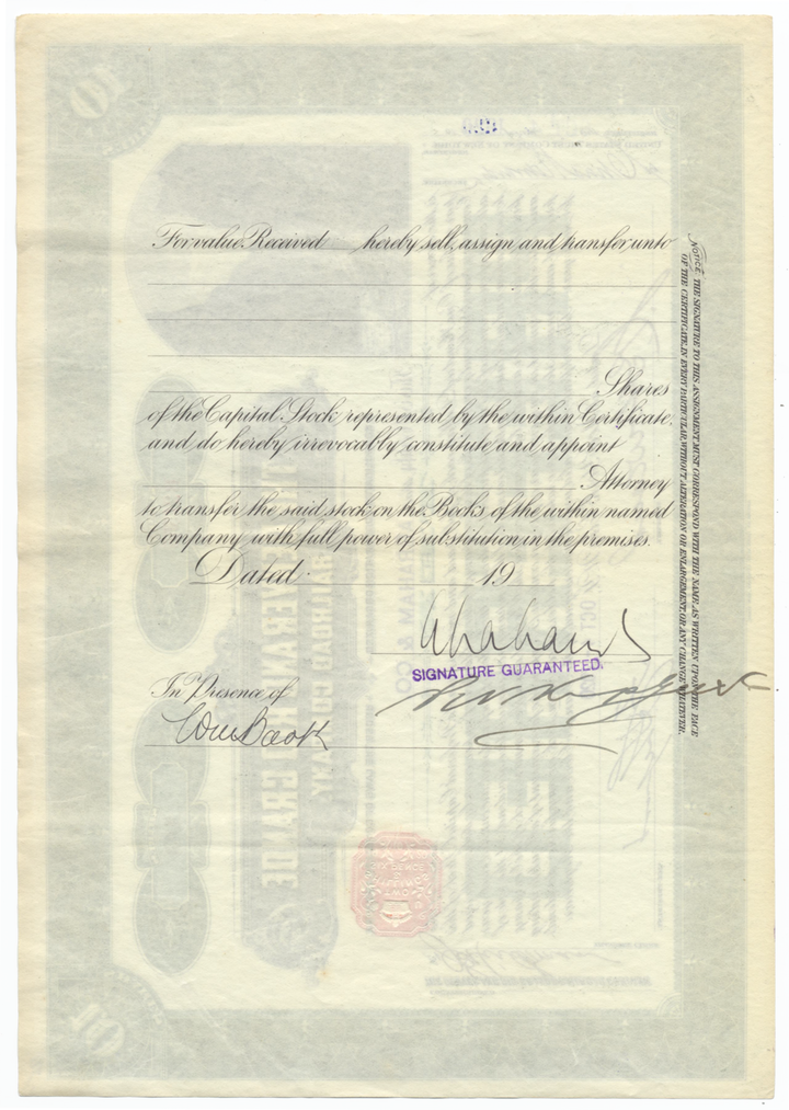 Denver and Rio Grande Railroad Company Stock Certificate