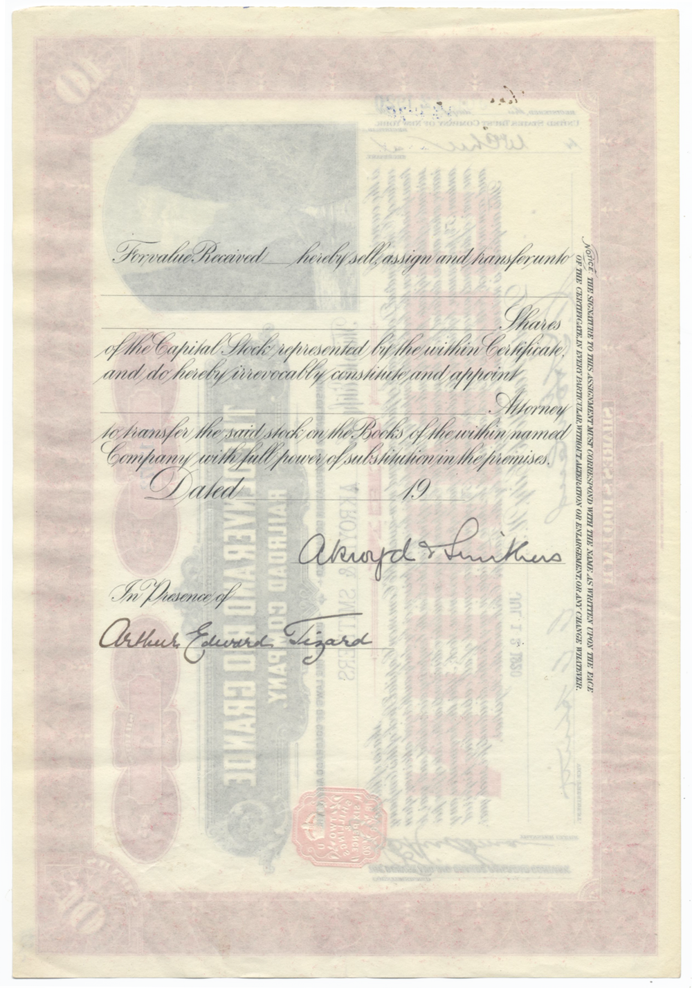 Denver and Rio Grande Railroad Company Stock Certificate