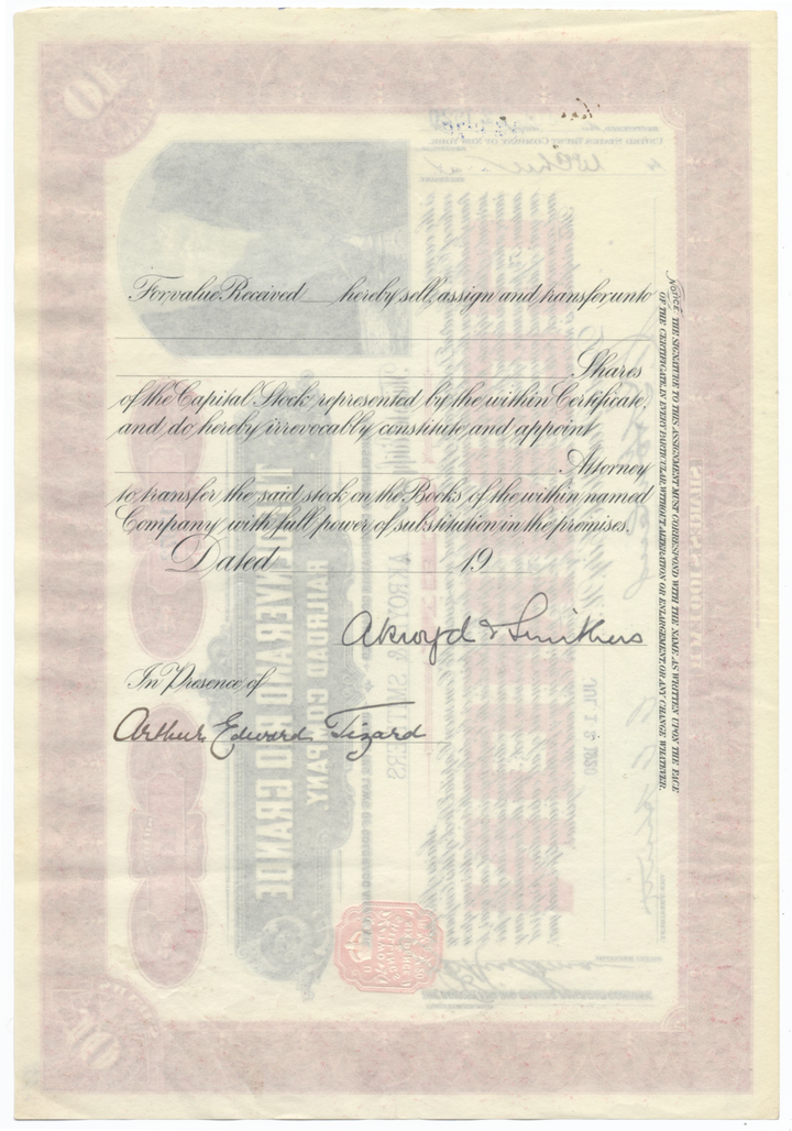 Denver and Rio Grande Railroad Company Stock Certificate