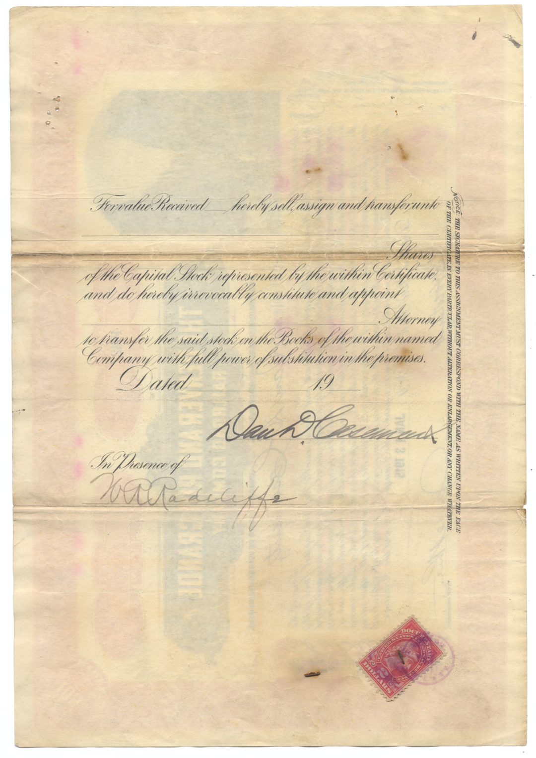 Denver and Rio Grande Railroad Company Stock Certificate