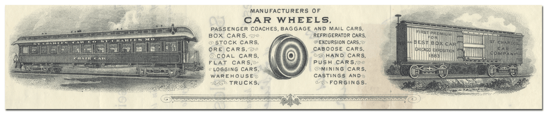 St. Charles Car Company Stock Certificate