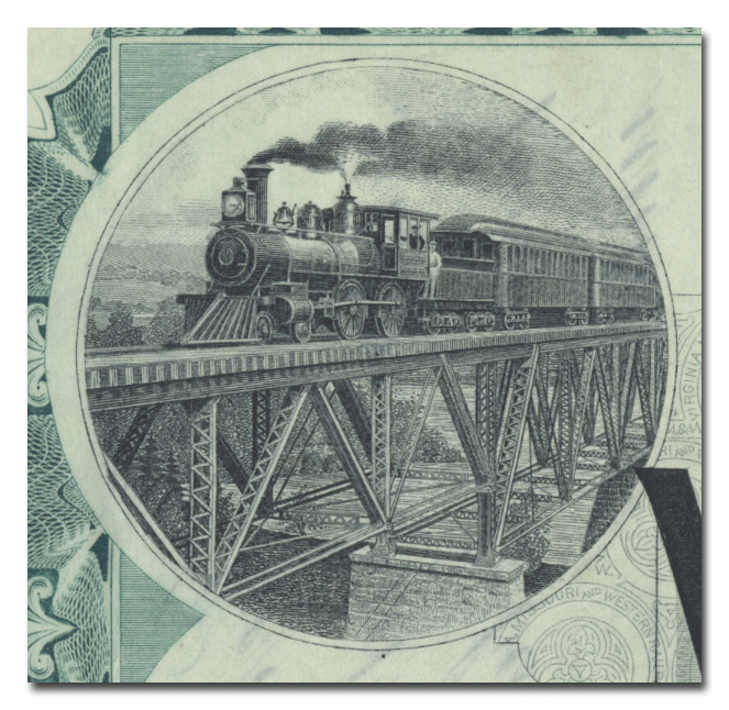 Virginia, Missouri and Western Rail Road Company Stock Certificate