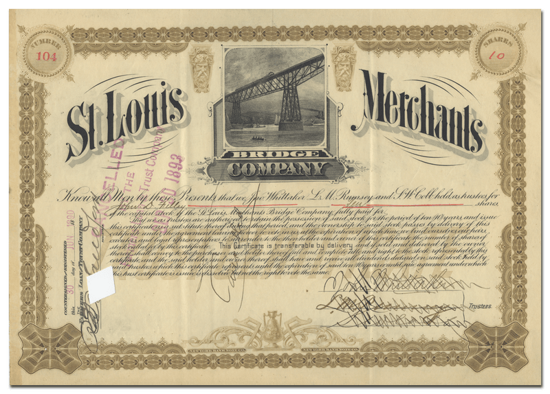 St. Louis Merchants Bridge Company Stock Certificate