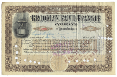 Brooklyn Rapid Transit Company Stock Certificate