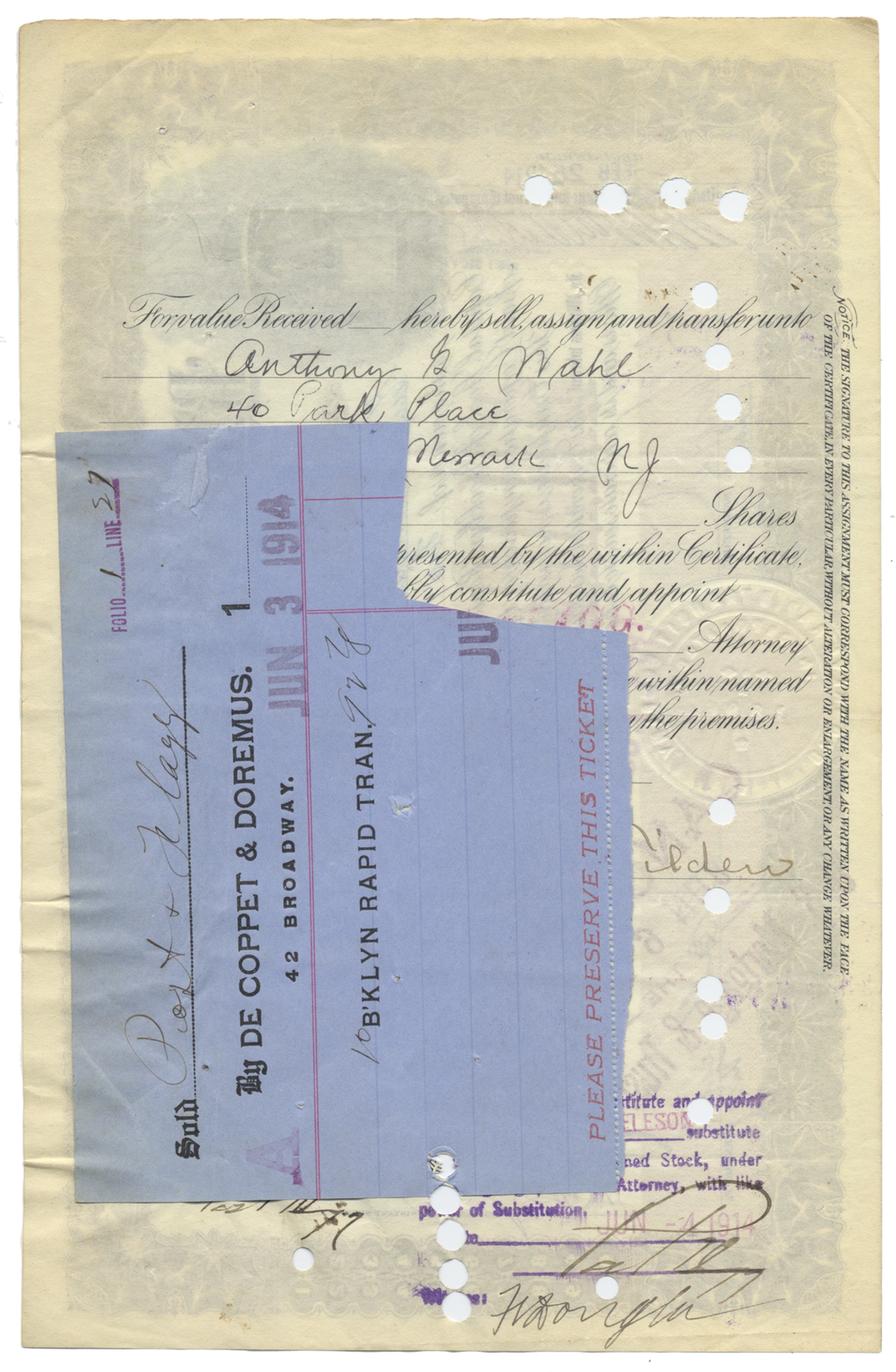 Brooklyn Rapid Transit Company Stock Certificate