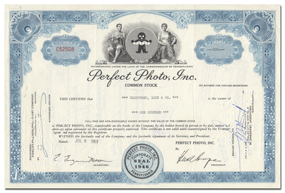 Perfect Photo, Inc. Stock Certificate