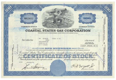 Coastal States Gas Producing Company Stock Certificate