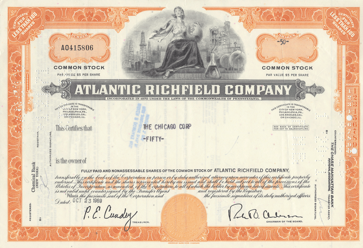 Atlantic Richfield Company Stock Certificate