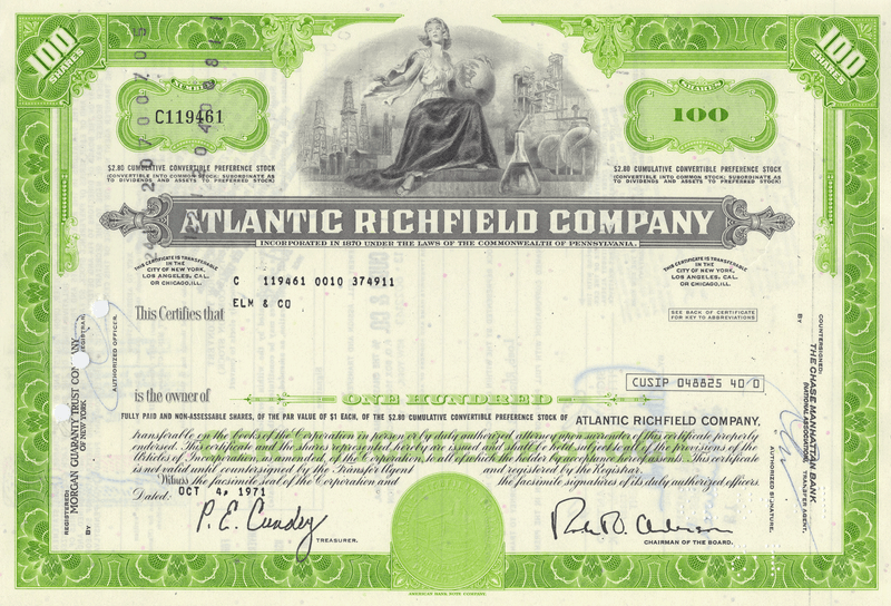Atlantic Richfield Company Stock Certificate