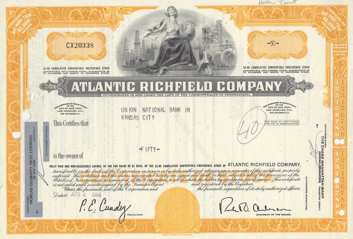 Atlantic Richfield Company Stock Certificate