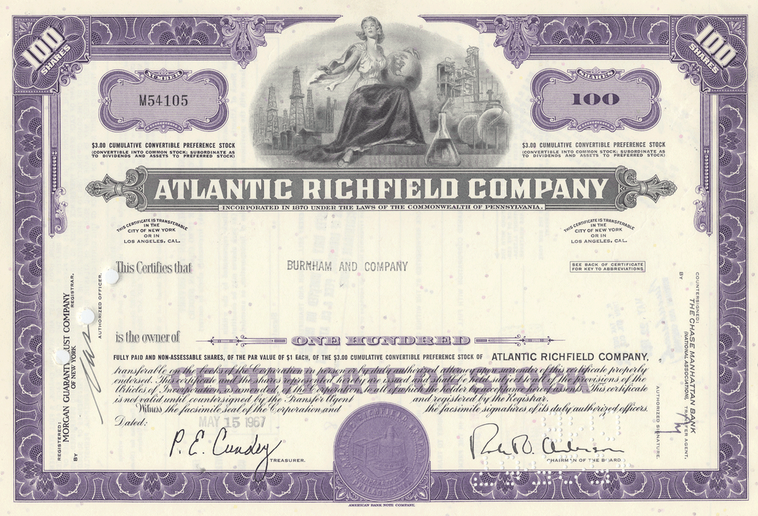 Atlantic Richfield Company Stock Certificate