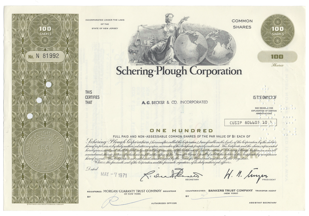 Schering-Plough Corporation Stock Certificate