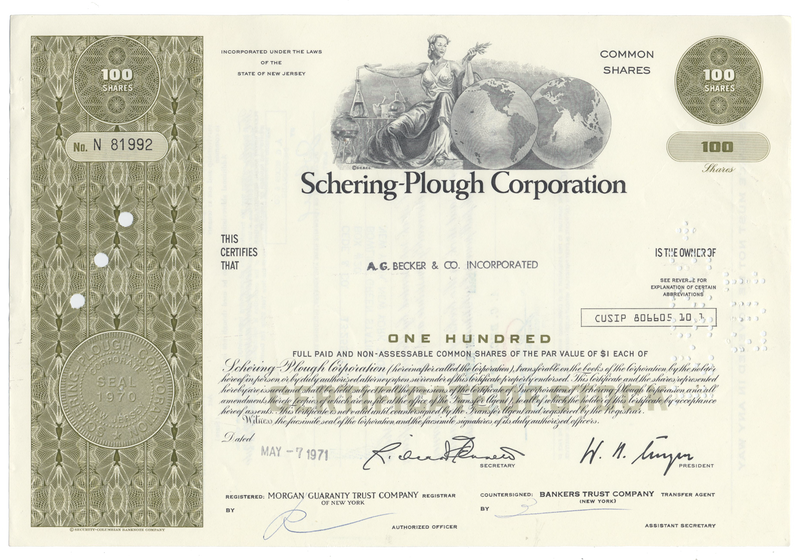 Schering-Plough Corporation Stock Certificate