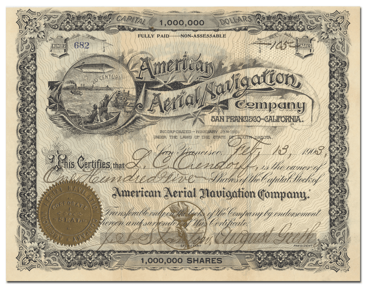 American Aerial Navigation Company Stock Certificate