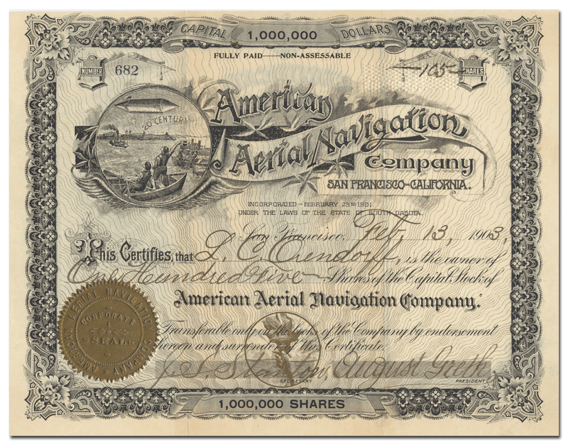 American Aerial Navigation Company Stock Certificate