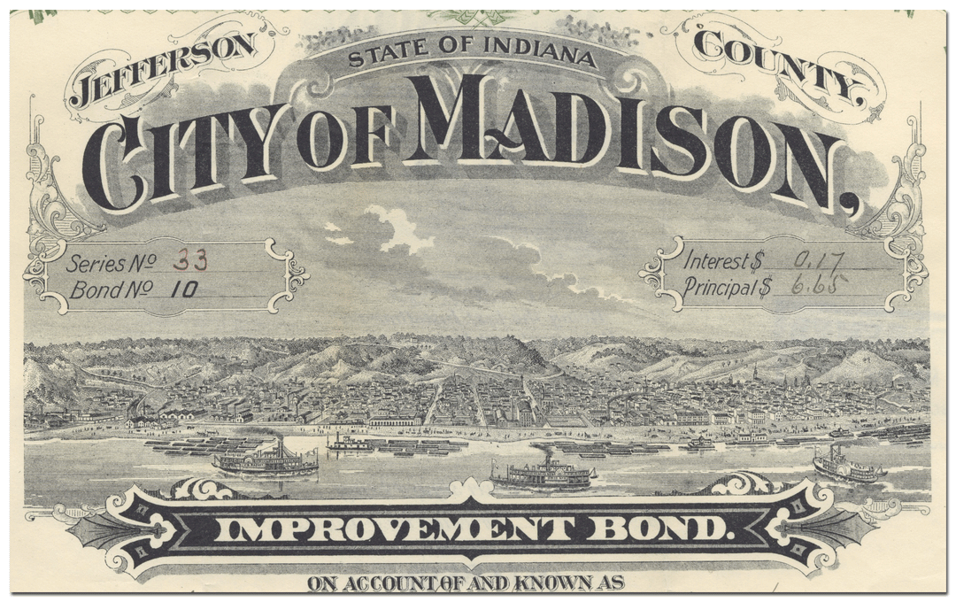 Madison, Indiana Bond Certificate