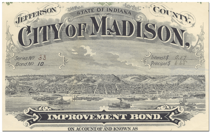 Madison, Indiana Bond Certificate