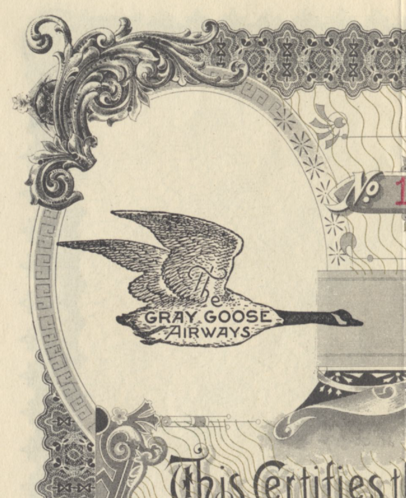 Gray Goose Airways, Inc. Stock Certificate