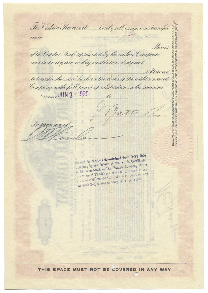 Dairy Dale Company Stock Certificate