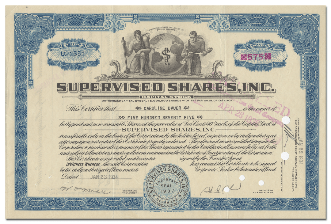 Supervised Shares, Inc. Stock Certificate