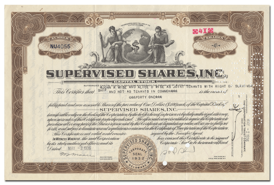 Supervised Shares, Inc. Stock Certificate