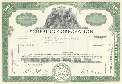 Schering Corporation Stock Certificate