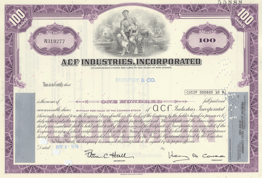 ACF Industries, Incorporated Stock Certificate