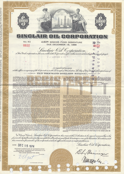 Sinclair Oil Corporation Bond Certificate