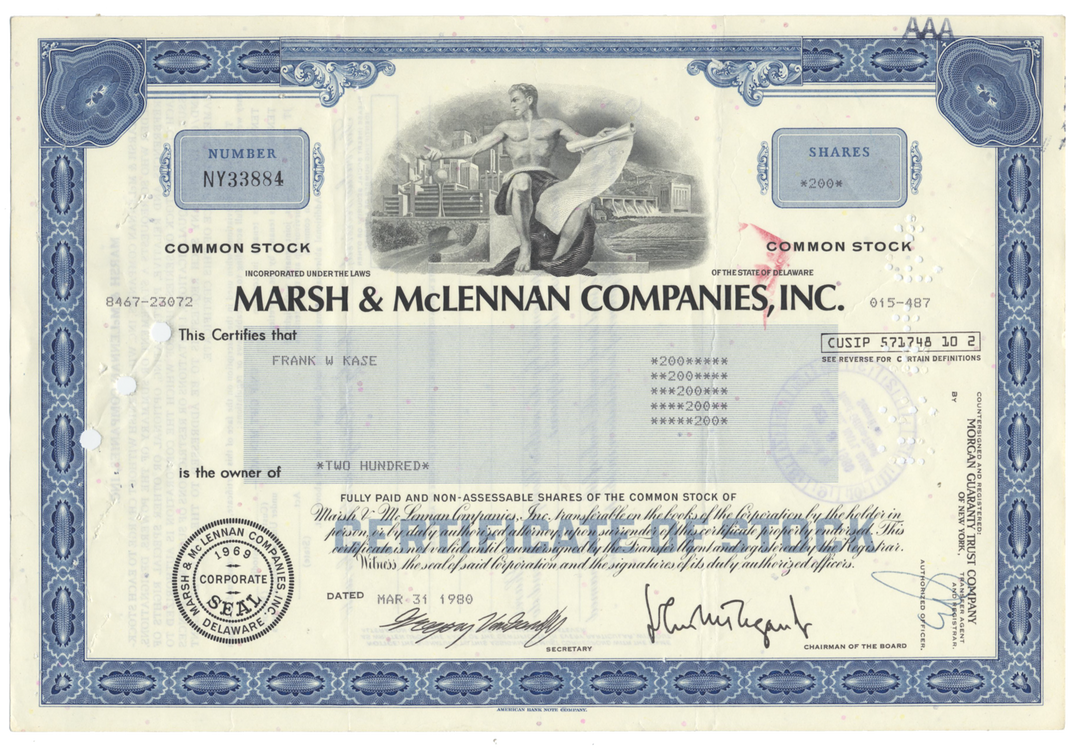 Marsh & McLennan Companies, Inc. Stock Certificate