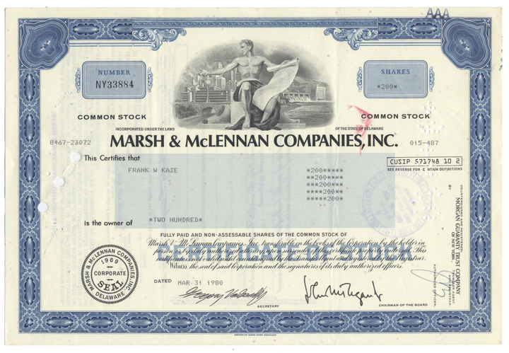 Marsh & McLennan Companies, Inc. Stock Certificate