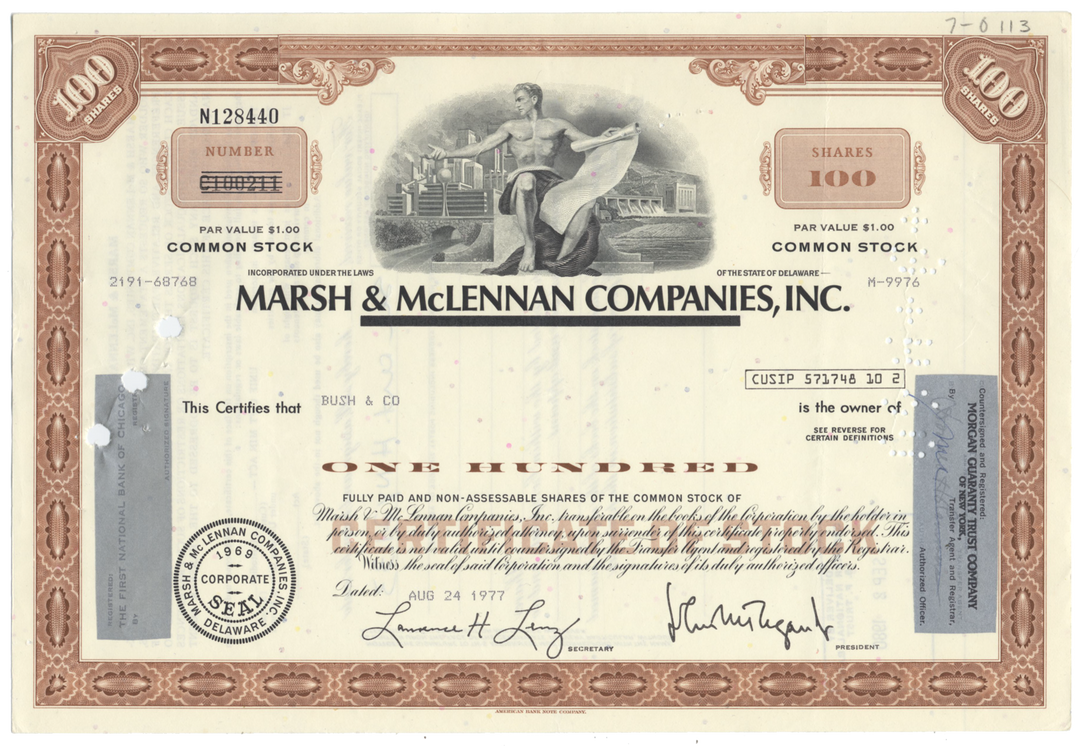 Marsh & McLennan Companies, Inc. Stock Certificate