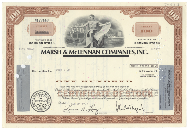 Marsh & McLennan Companies, Inc. Stock Certificate