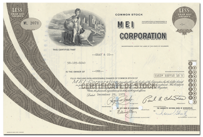 MEI Corporation Stock Certificate
