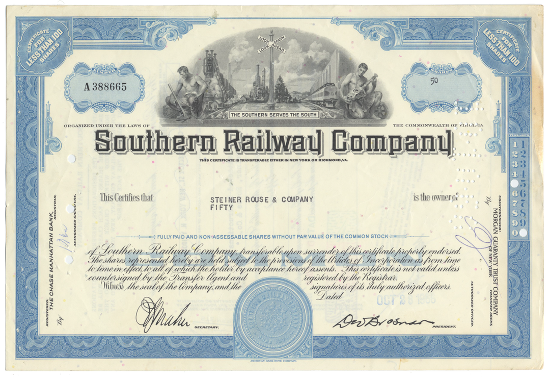 Southern Railway Company Stock Certificate