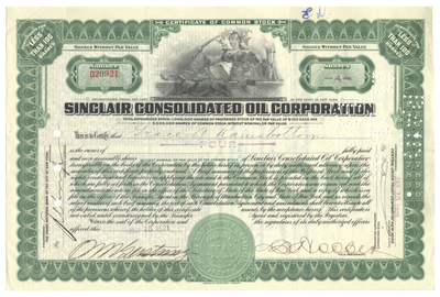 Sinclair Consolidated Oil Corporation Stock Certificate