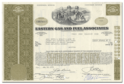 Eastern Gas and Fuel Associates Stock Certificate