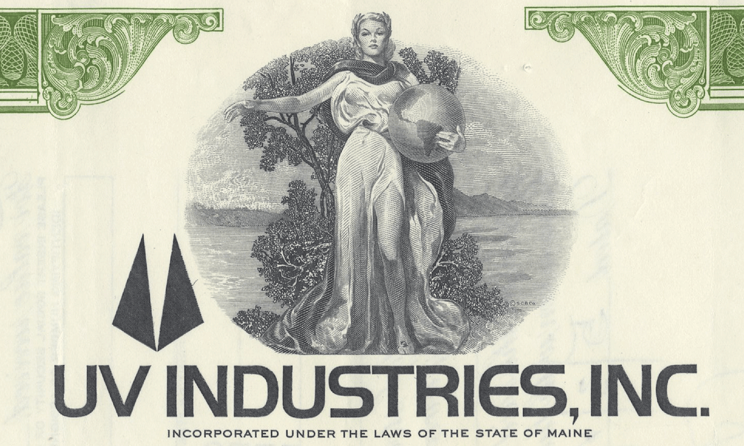 UV Industries, Inc. Stock Certificate