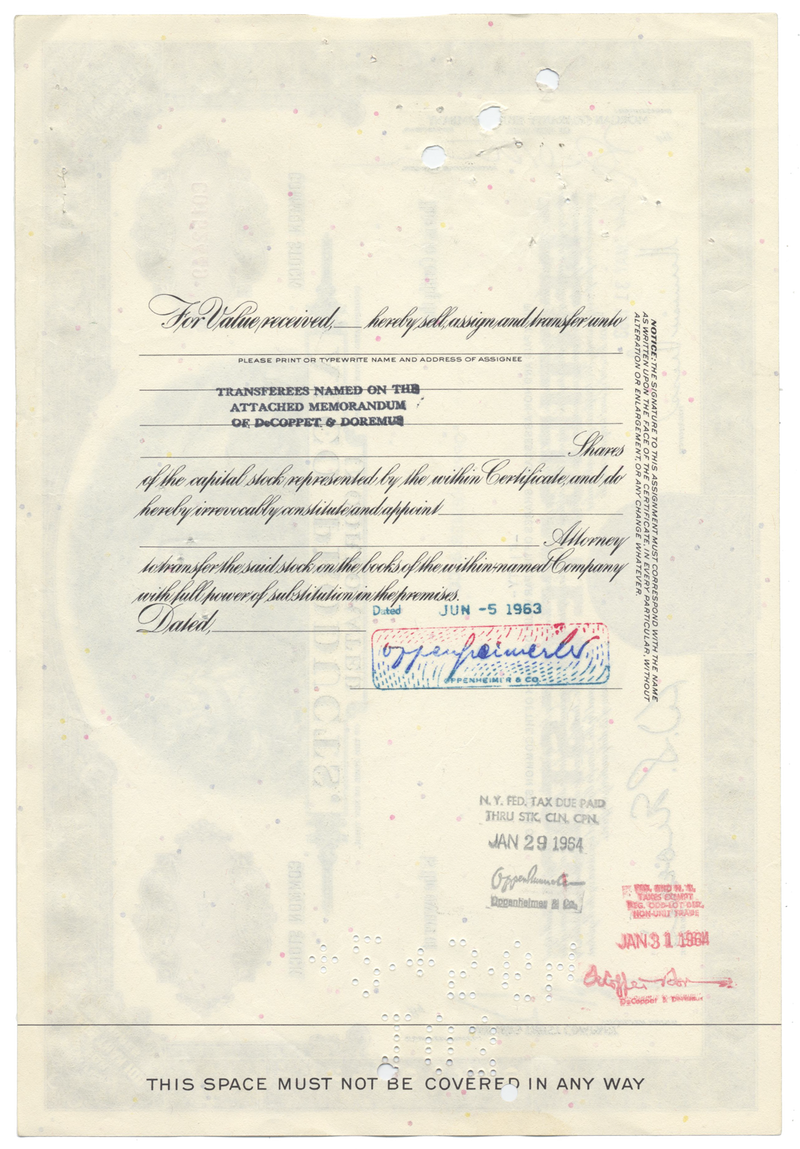 Alco Products, Incorporated Stock Certificate