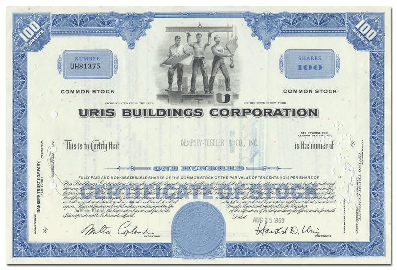 Uris Buildings Corporation Stock Certificate