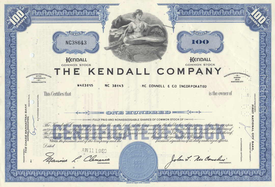 Kendall Company Stock Certificate