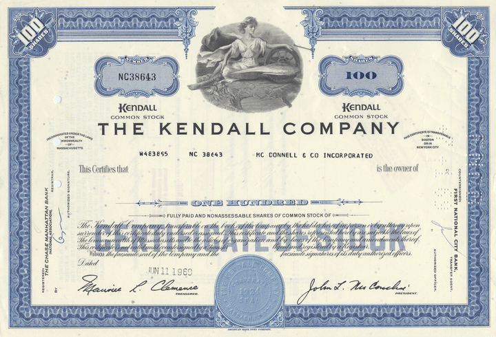 Kendall Company Stock Certificate