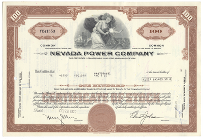Nevada Power Company Stock Certificate