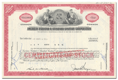 American Radiator & Standard Sanitary Corporation Stock Certificate