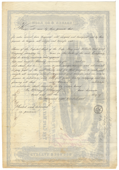 Cape May & Millville Rail Road Company Stock Certificate