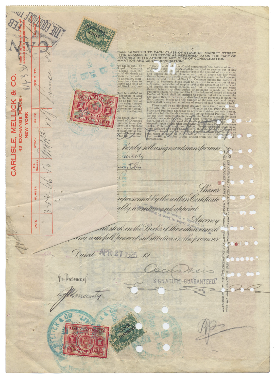 Market Street Railway Stock Certificate