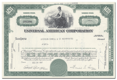 Universal American Corporation Stock Certificate